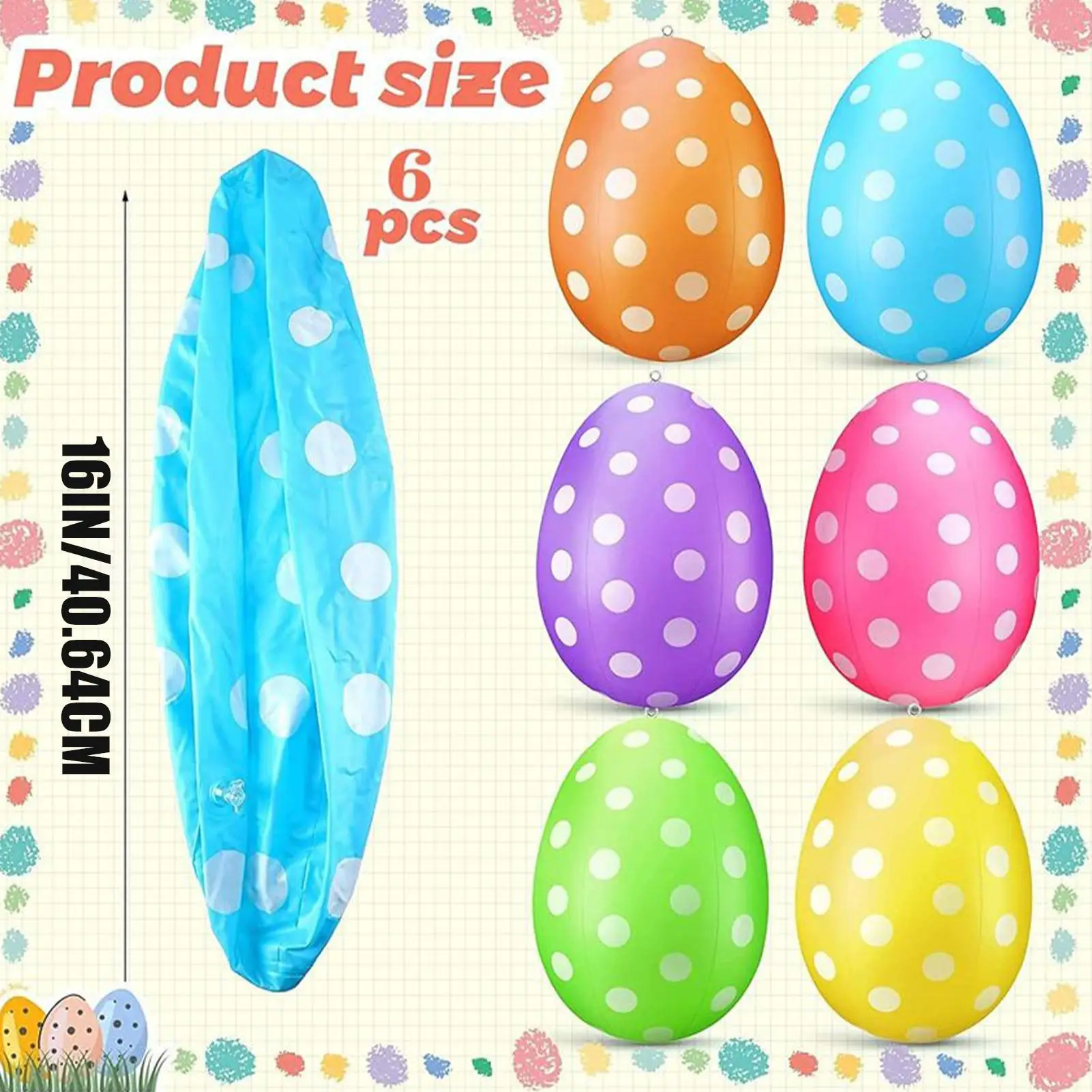 6Pcs Inflatable Easter Eggs /s - огляд і ціна Party Games Easter Egg