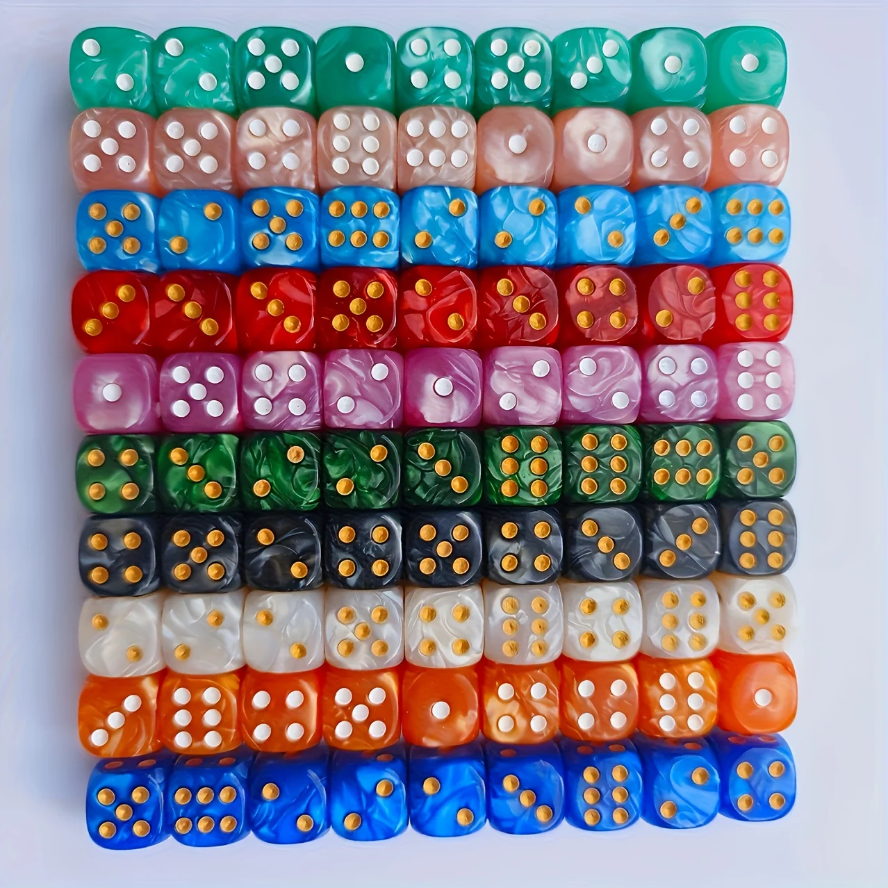 10Pcs 12mm Pearl Swirl D6 Dice - огляд і ціна Party Games Indoor